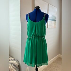 By & By Green Chiffon Dress Medium